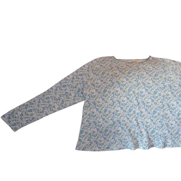 L.L.Bean (R) 100% Cotton Long Sleeves White-Blue Floral Women's Blouse 2X 0 CYGS - Picture 9 of 10
